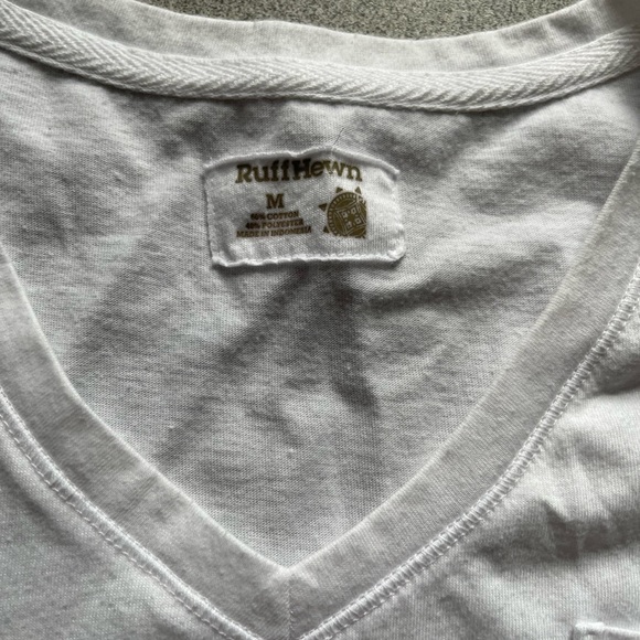 Ruff Hewn White V-Neck T-Shirt Size Medium - Picture 4 of 8